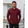 image:imageCOOFANDY Mens Long Sleeve Polo Shirts Business Casual Collared Shirts Work Office Top Lightweight Button Golf ShirtWine Red