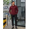 image:imageCOOFANDY Mens Long Sleeve Polo Shirts Business Casual Collared Shirts Work Office Top Lightweight Button Golf ShirtWine Red
