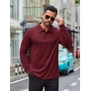 image:imageCOOFANDY Mens Long Sleeve Polo Shirts Business Casual Collared Shirts Work Office Top Lightweight Button Golf ShirtWine Red