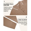 image:imageCOOFANDY Mens Polo Sweater Casual Long Sleeve Knit Polos Button Down Collared Golf Pullover SweatersKhaki