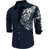 image:imageCOOFANDY Mens Print Button Down Dress Shirt Fashion Long Sleeve Casual ShirtsDark Navy Tiger