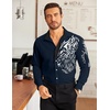 image:imageCOOFANDY Mens Print Button Down Dress Shirt Fashion Long Sleeve Casual ShirtsDark Navy Tiger