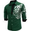 image:imageCOOFANDY Mens Print Button Down Dress Shirt Fashion Long Sleeve Casual ShirtsGreen Tiger