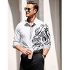 image:imageCOOFANDY Mens Print Button Down Dress Shirt Fashion Long Sleeve Casual ShirtsWhite