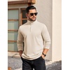 image:imageCOOFANDY Mens Quarter Zip Mock Neck Pullover SweaterBeige