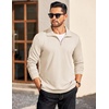image:imageCOOFANDY Mens Quarter Zip Mock Neck Pullover SweaterBeige