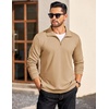 image:imageCOOFANDY Mens Quarter Zip Mock Neck Pullover SweaterKhaki