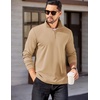 image:imageCOOFANDY Mens Quarter Zip Mock Neck Pullover SweaterKhaki