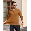 image:imageCOOFANDY Mens Quarter Zip Mock Neck Pullover SweaterLight Brown