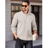 image:imageCOOFANDY Mens Quarter Zip Mock Neck Pullover SweaterLight Khaki