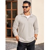 image:imageCOOFANDY Mens Quarter Zip Mock Neck Pullover SweaterLight Khaki