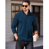 image:imageCOOFANDY Mens Quarter Zip Mock Neck Pullover SweaterNavy Blue