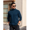 image:imageCOOFANDY Mens Quarter Zip Mock Neck Pullover SweaterNavy Blue