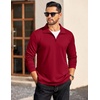 image:imageCOOFANDY Mens Quarter Zip Mock Neck Pullover SweaterRed