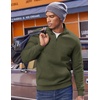 image:imageCOOFANDY Mens Quarter Zip Pullover Fleece Lined Sweatshirts Long Sleeve Mock Neck Sweater with PocketArmy Green