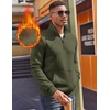 image:imageCOOFANDY Mens Quarter Zip Pullover Fleece Lined Sweatshirts Long Sleeve Mock Neck Sweater with PocketArmy Green