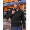 image:imageCOOFANDY Mens Quarter Zip Pullover Fleece Lined Sweatshirts Long Sleeve Mock Neck Sweater with PocketBlack
