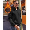 image:imageCOOFANDY Mens Quarter Zip Pullover Fleece Lined Sweatshirts Long Sleeve Mock Neck Sweater with PocketBlack