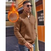 image:imageCOOFANDY Mens Quarter Zip Pullover Fleece Lined Sweatshirts Long Sleeve Mock Neck Sweater with PocketBrown