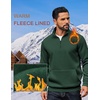 image:imageCOOFANDY Mens Quarter Zip Pullover Fleece Lined Sweatshirts Long Sleeve Mock Neck Sweater with PocketDark Green
