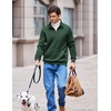image:imageCOOFANDY Mens Quarter Zip Pullover Fleece Lined Sweatshirts Long Sleeve Mock Neck Sweater with PocketDark Green