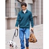 image:imageCOOFANDY Mens Quarter Zip Pullover Fleece Lined Sweatshirts Long Sleeve Mock Neck Sweater with PocketLake Blue