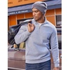 image:imageCOOFANDY Mens Quarter Zip Pullover Fleece Lined Sweatshirts Long Sleeve Mock Neck Sweater with PocketLight Grey