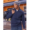 image:imageCOOFANDY Mens Quarter Zip Pullover Fleece Lined Sweatshirts Long Sleeve Mock Neck Sweater with PocketNavy Blue