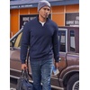 image:imageCOOFANDY Mens Quarter Zip Pullover Fleece Lined Sweatshirts Long Sleeve Mock Neck Sweater with PocketNavy Blue