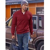 image:imageCOOFANDY Mens Quarter Zip Pullover Fleece Lined Sweatshirts Long Sleeve Mock Neck Sweater with PocketWine Red