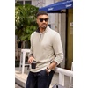 image:imageCOOFANDY Mens Quarter Zip Pullover Lightweight Sweater Casual Long Sleeve Corduroy Half Zip SweatshirtBeige