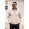 image:imageCOOFANDY Mens Quarter Zip Pullover Lightweight Sweater Casual Long Sleeve Corduroy Half Zip SweatshirtBeige