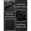 image:imageCOOFANDY Mens Quarter Zip Pullover Lightweight Sweater Casual Long Sleeve Corduroy Half Zip SweatshirtBlack