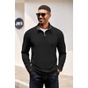image:imageCOOFANDY Mens Quarter Zip Pullover Lightweight Sweater Casual Long Sleeve Corduroy Half Zip SweatshirtBlack