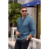 image:imageCOOFANDY Mens Quarter Zip Pullover Lightweight Sweater Casual Long Sleeve Corduroy Half Zip SweatshirtDark Blue