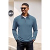 image:imageCOOFANDY Mens Quarter Zip Pullover Lightweight Sweater Casual Long Sleeve Corduroy Half Zip SweatshirtDark Blue