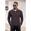 image:imageCOOFANDY Mens Quarter Zip Pullover Lightweight Sweater Casual Long Sleeve Corduroy Half Zip SweatshirtDark Grey
