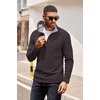 image:imageCOOFANDY Mens Quarter Zip Pullover Lightweight Sweater Casual Long Sleeve Corduroy Half Zip SweatshirtDark Grey