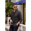 image:imageCOOFANDY Mens Quarter Zip Pullover Lightweight Sweater Casual Long Sleeve Corduroy Half Zip SweatshirtDark Grey