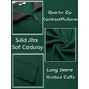 image:imageCOOFANDY Mens Quarter Zip Pullover Lightweight Sweater Casual Long Sleeve Corduroy Half Zip SweatshirtEver Green