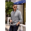 image:imageCOOFANDY Mens Quarter Zip Pullover Lightweight Sweater Casual Long Sleeve Corduroy Half Zip SweatshirtGray