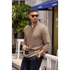 image:imageCOOFANDY Mens Quarter Zip Pullover Lightweight Sweater Casual Long Sleeve Corduroy Half Zip SweatshirtKhaki