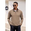 image:imageCOOFANDY Mens Quarter Zip Pullover Lightweight Sweater Casual Long Sleeve Corduroy Half Zip SweatshirtKhaki