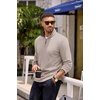 image:imageCOOFANDY Mens Quarter Zip Pullover Lightweight Sweater Casual Long Sleeve Corduroy Half Zip SweatshirtMoon Gray