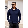 image:imageCOOFANDY Mens Quarter Zip Pullover Lightweight Sweater Casual Long Sleeve Corduroy Half Zip SweatshirtNavy Blue  Brown