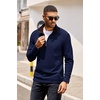 image:imageCOOFANDY Mens Quarter Zip Pullover Lightweight Sweater Casual Long Sleeve Corduroy Half Zip SweatshirtNavy Blue  Brown