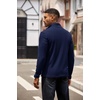 image:imageCOOFANDY Mens Quarter Zip Pullover Lightweight Sweater Casual Long Sleeve Corduroy Half Zip SweatshirtNavy Blue  Brown