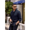 image:imageCOOFANDY Mens Quarter Zip Pullover Lightweight Sweater Casual Long Sleeve Corduroy Half Zip SweatshirtNavy Blue