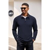 image:imageCOOFANDY Mens Quarter Zip Pullover Lightweight Sweater Casual Long Sleeve Corduroy Half Zip SweatshirtNavy Blue