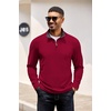 image:imageCOOFANDY Mens Quarter Zip Pullover Lightweight Sweater Casual Long Sleeve Corduroy Half Zip SweatshirtRed